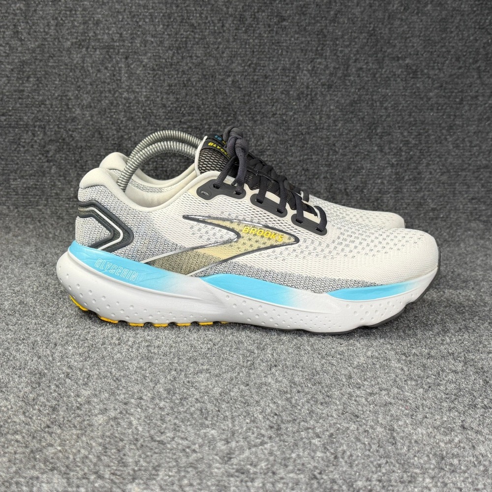 Brooks Glycerin 21 Running Shoes Mens 11 Grey Blue Athletic Run Training Sneaker